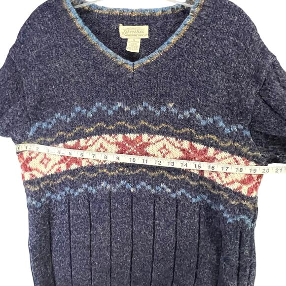 Vintage Y2K Fair Isle Sweater Women 1X Blue Snowflake Holiday Retro Winter Cabin - Picture 7 of 14